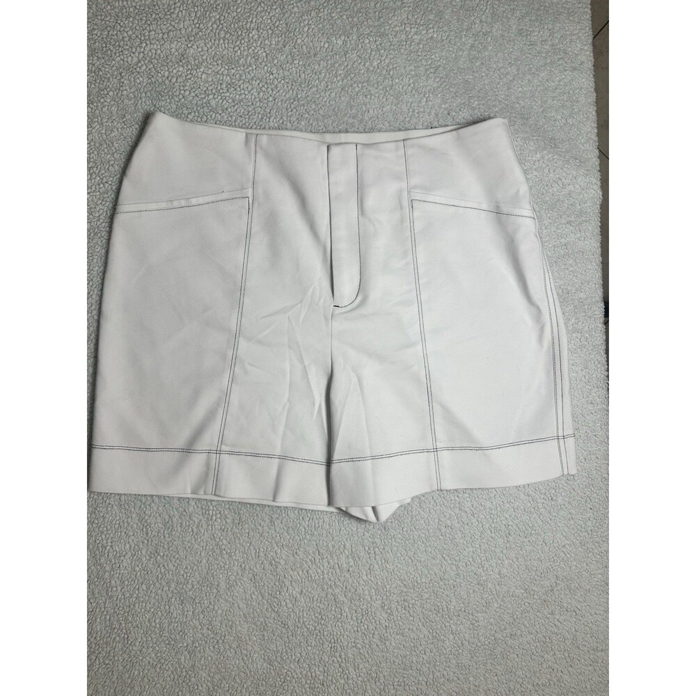 Inc International Concepts Women's White Contrast Stitch Chino Shorts Size 12